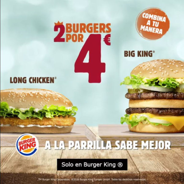 Combina tus burgers favoritas en Burger King Centro Comercial Plaza de Aluche